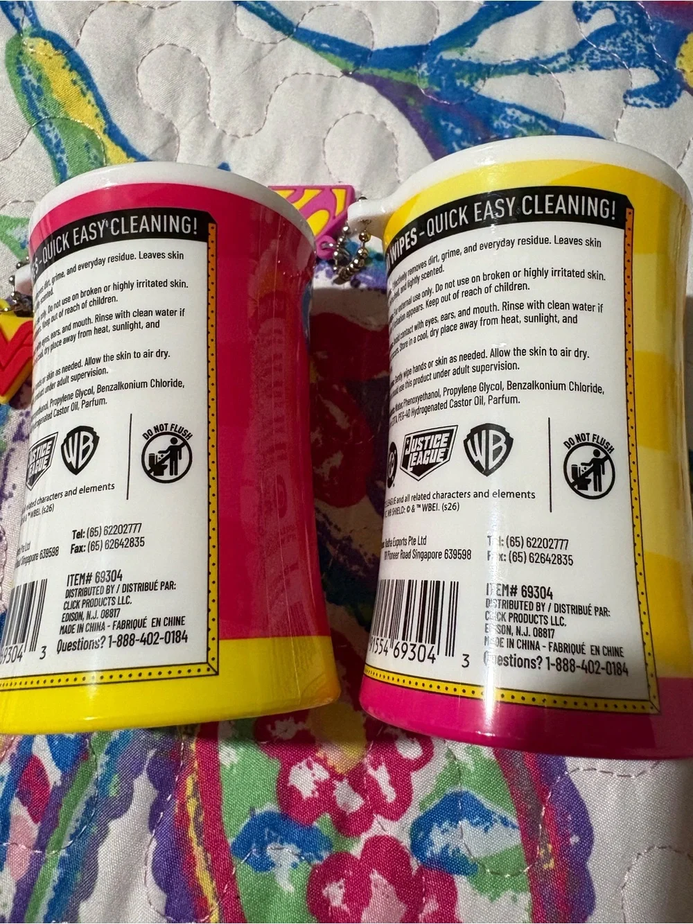 DC Supergirl Mini Wipes Keychain - Yellow & Pink